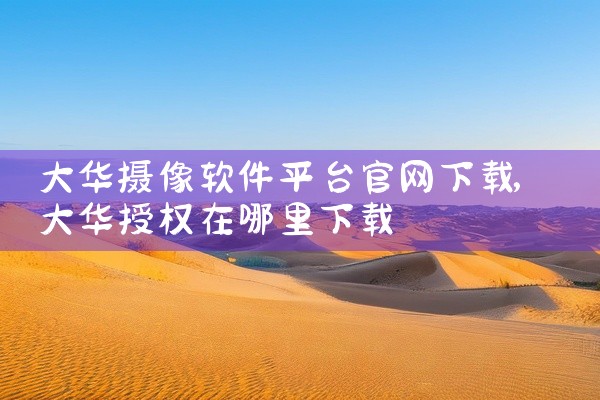 大华摄像软件平台官网下载
